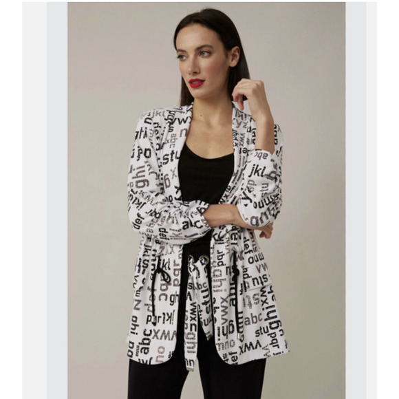 Joseph‎ Ribkoff Black-Vanilla-Silver Jacket Size 4 Style 221173 - Picture 1 of 10